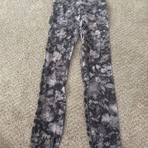 lululemon athletica Black and Gray Floral Leggings